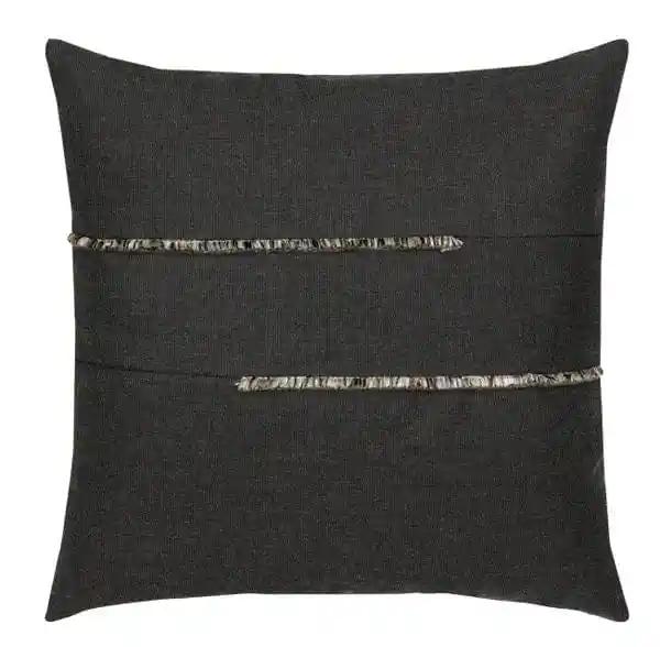 ELAINE SMITH INC. Outdoor Pillow Micro Fringe Carbon 20&quot;x20&quot; Outdoor Pillow