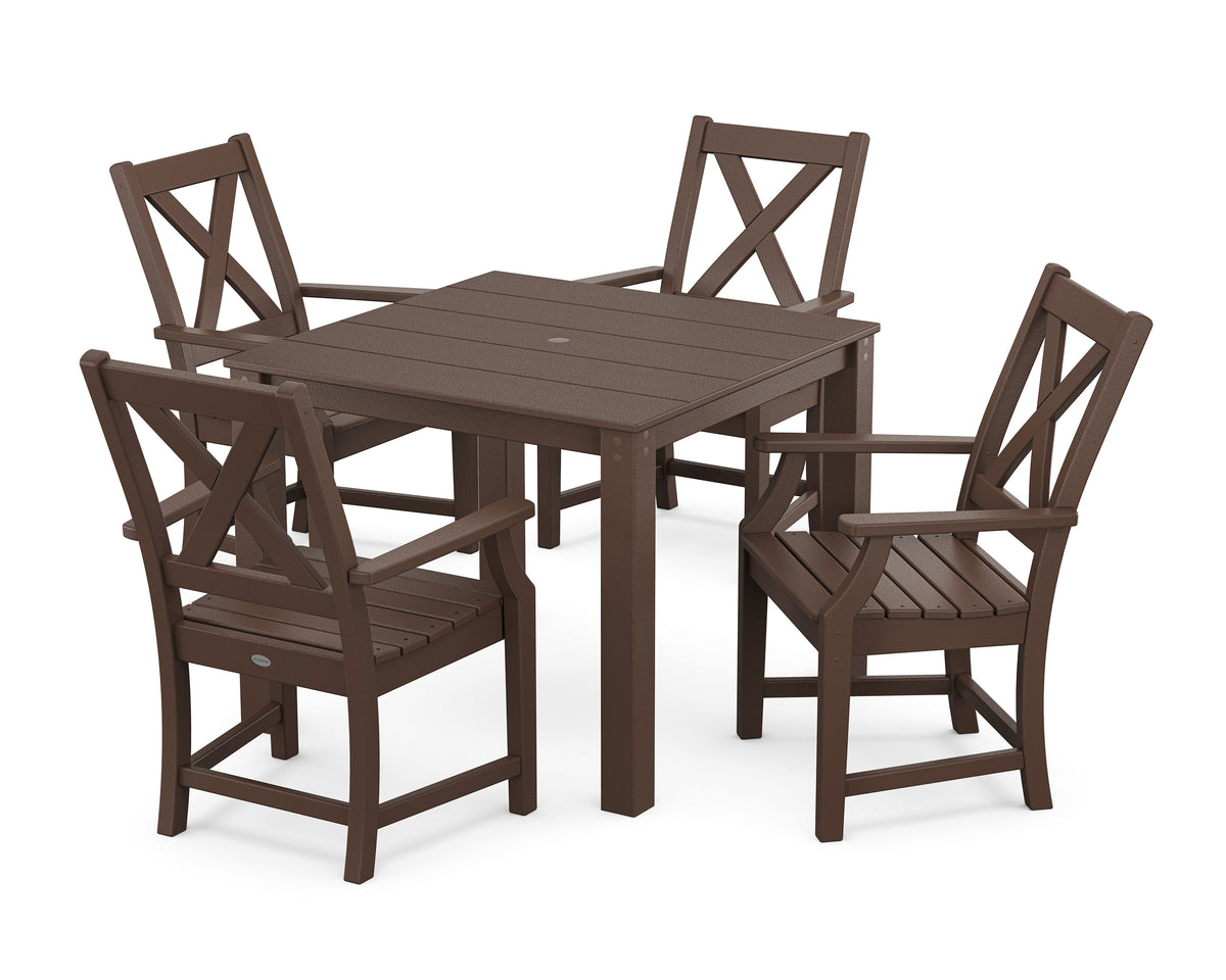 POLYWOOD Braxton 5-Piece Parsons Dining Set in Mahogany