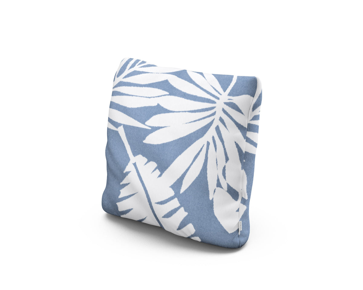 POLYWOOD 16" Outdoor Throw Pillow in Leaf Sky Blue