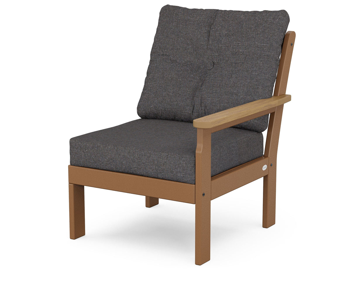 POLYWOOD Vineyard Modular Right Arm Chair in Teak / Natural / Ash Charcoal