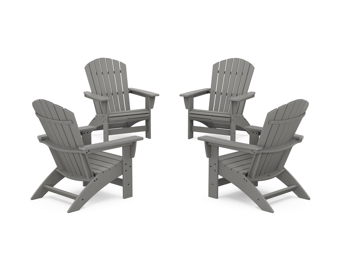 POLYWOOD 4-Piece Nautical Grand Adirondack Chair Conversation Set in Slate Grey