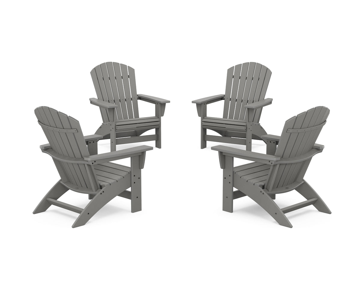 POLYWOOD 4-Piece Nautical Grand Adirondack Chair Conversation Set in Slate Grey