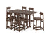 POLYWOOD Modern Studio Urban Bar Chair 7-Piece Set in Mahogany