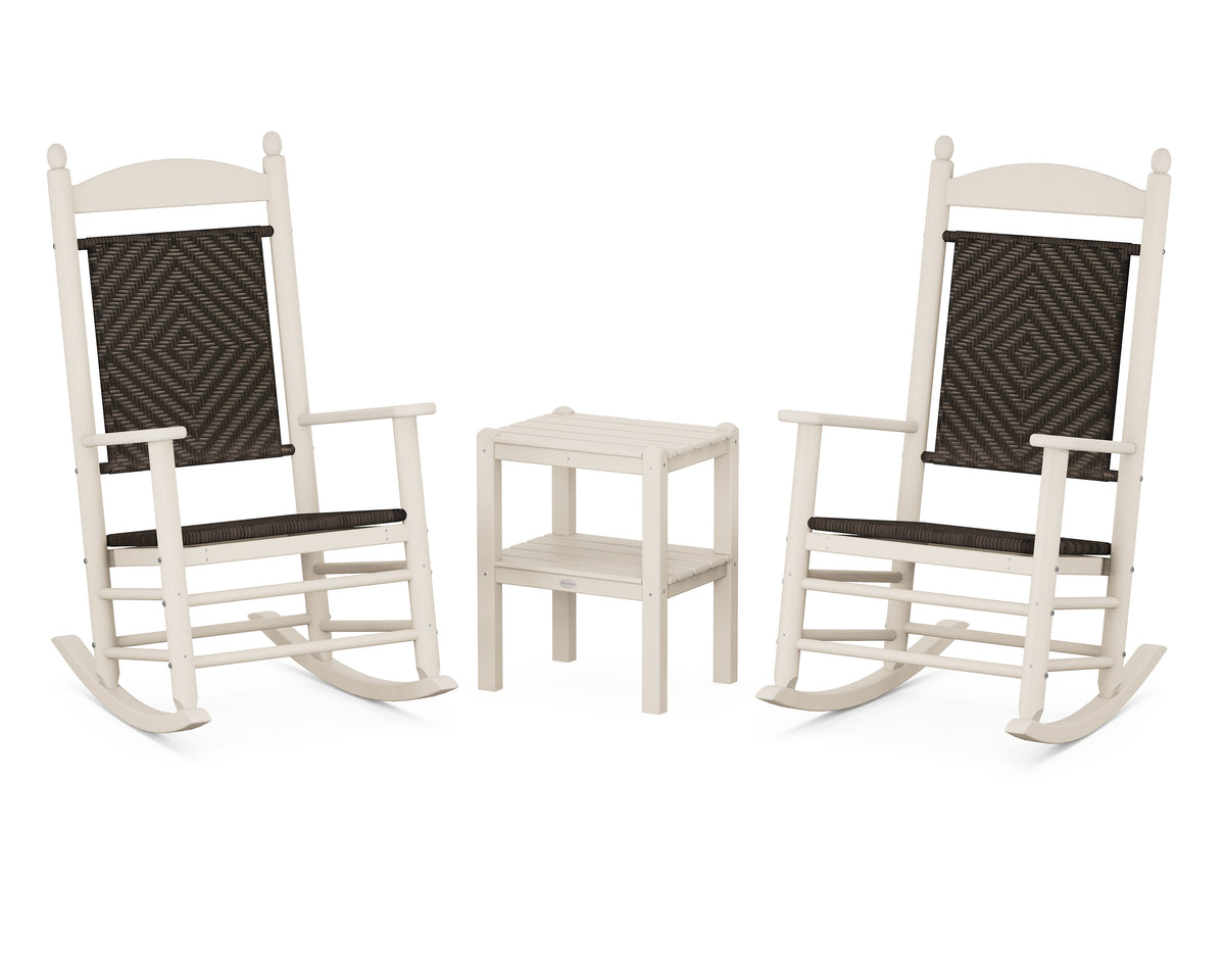 POLYWOOD Jefferson 3-Piece Woven Rocker Set in Sand / Cahaba