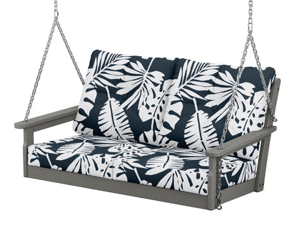 POLYWOOD Vineyard Deep Seating Swing in Slate Grey / Leaf Marine Indigo