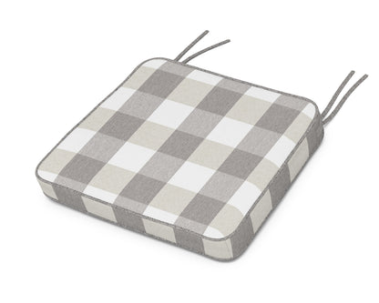 POLYWOOD Chinoiserie Arm Chair Seat Cushion in Buffalo Plaid Grey Mist