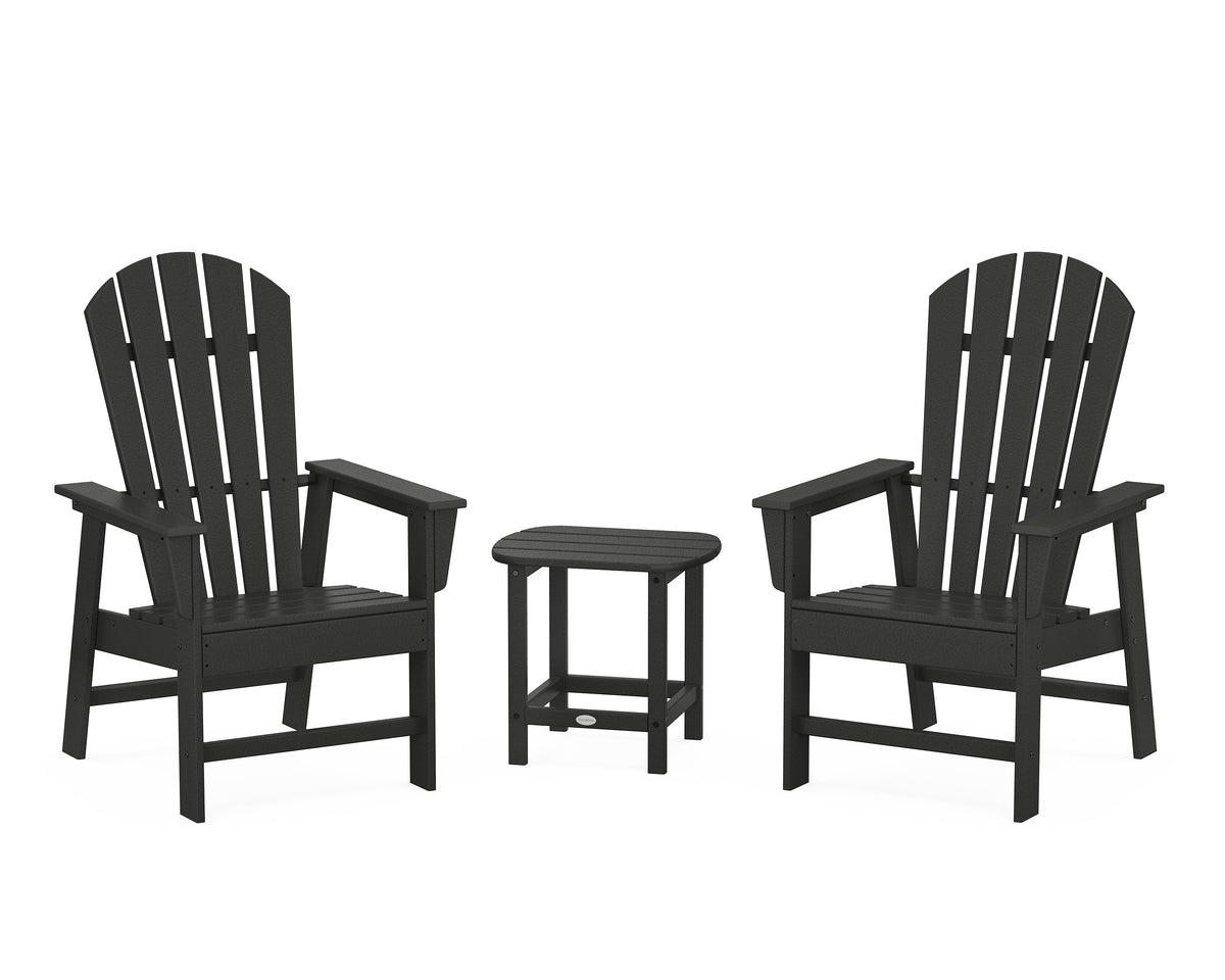 POLYWOOD South Beach Casual Chair 3-Piece Set with 18" South Beach Side Table in Black