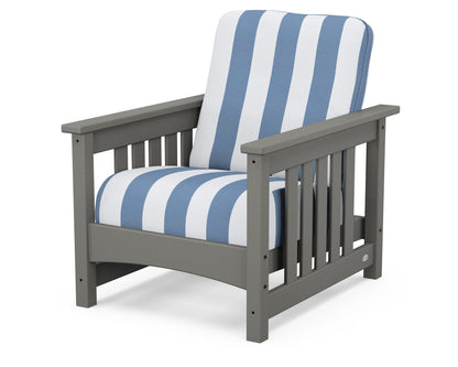 POLYWOOD Club Mission Chair in Slate Grey / Cabana Stripe Sky Blue