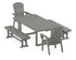 POLYWOOD Nautical Curveback Adirondack 5-Piece Dining Set with Benches - 39" x 78" Table in Slate Grey