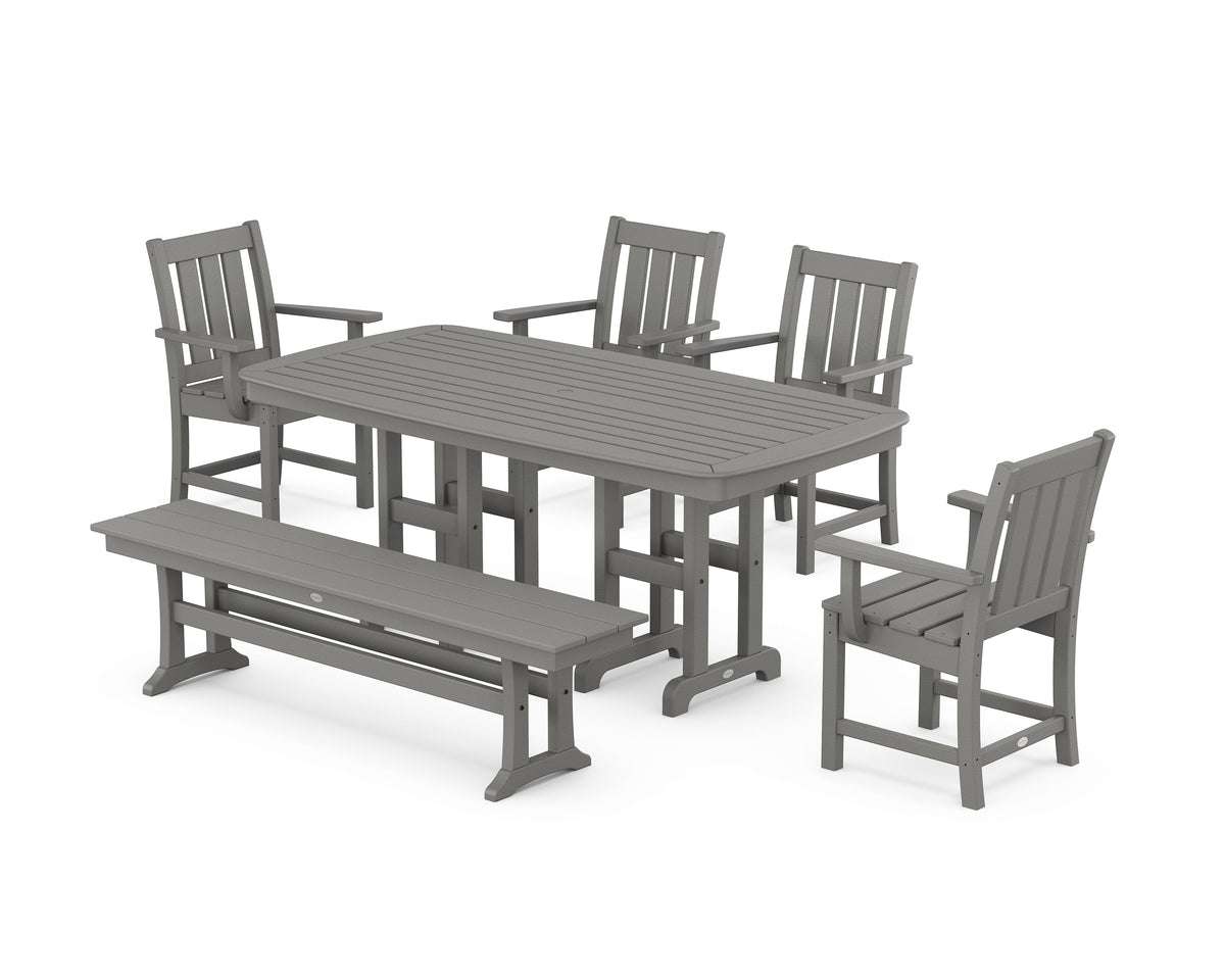 POLYWOOD Oxford 6-Piece Dining Set with Bench in Slate Grey