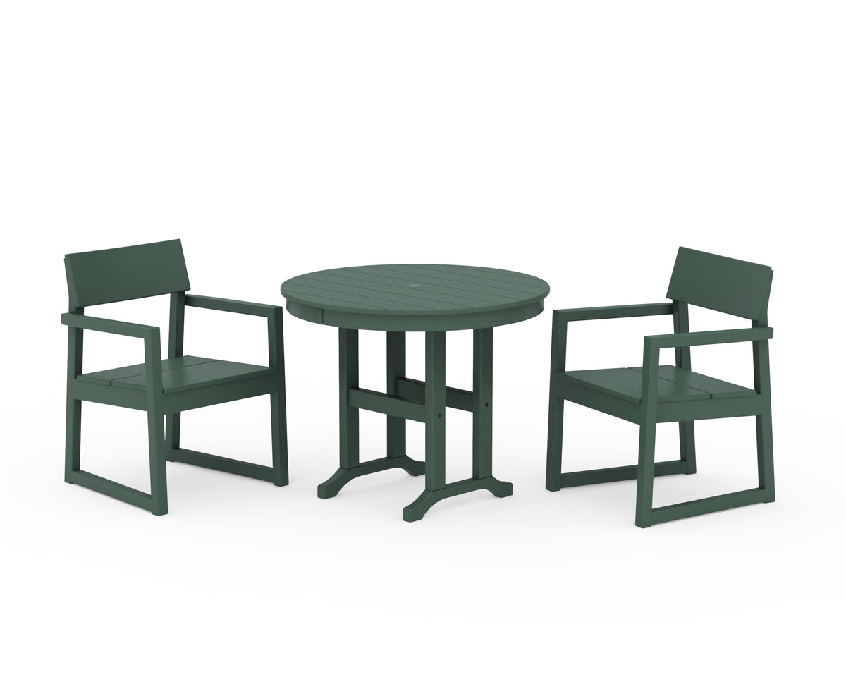 POLYWOOD EDGE 3-Piece Round Dining Set in Green