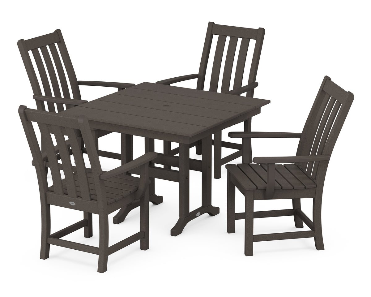 POLYWOOD Vineyard 5-Piece Farmhouse Dining Set in Vintage Coffee