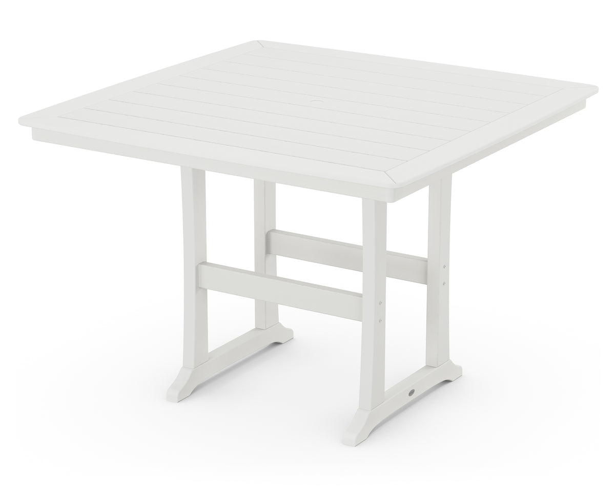 POLYWOOD Nautical Trestle 59" Bar Table in Vintage White
