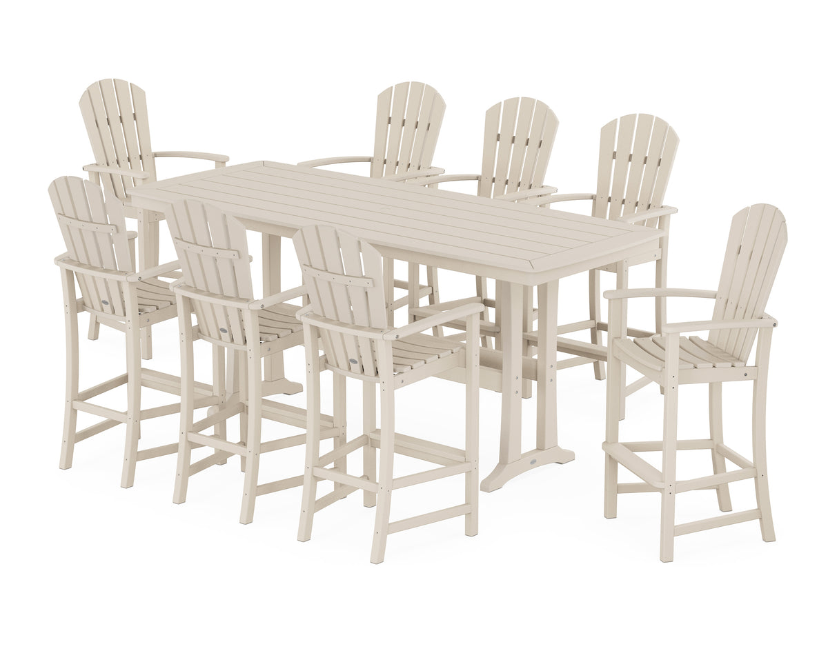POLYWOOD Palm Coast 9-Piece Bar Set with Trestle Legs in Sand