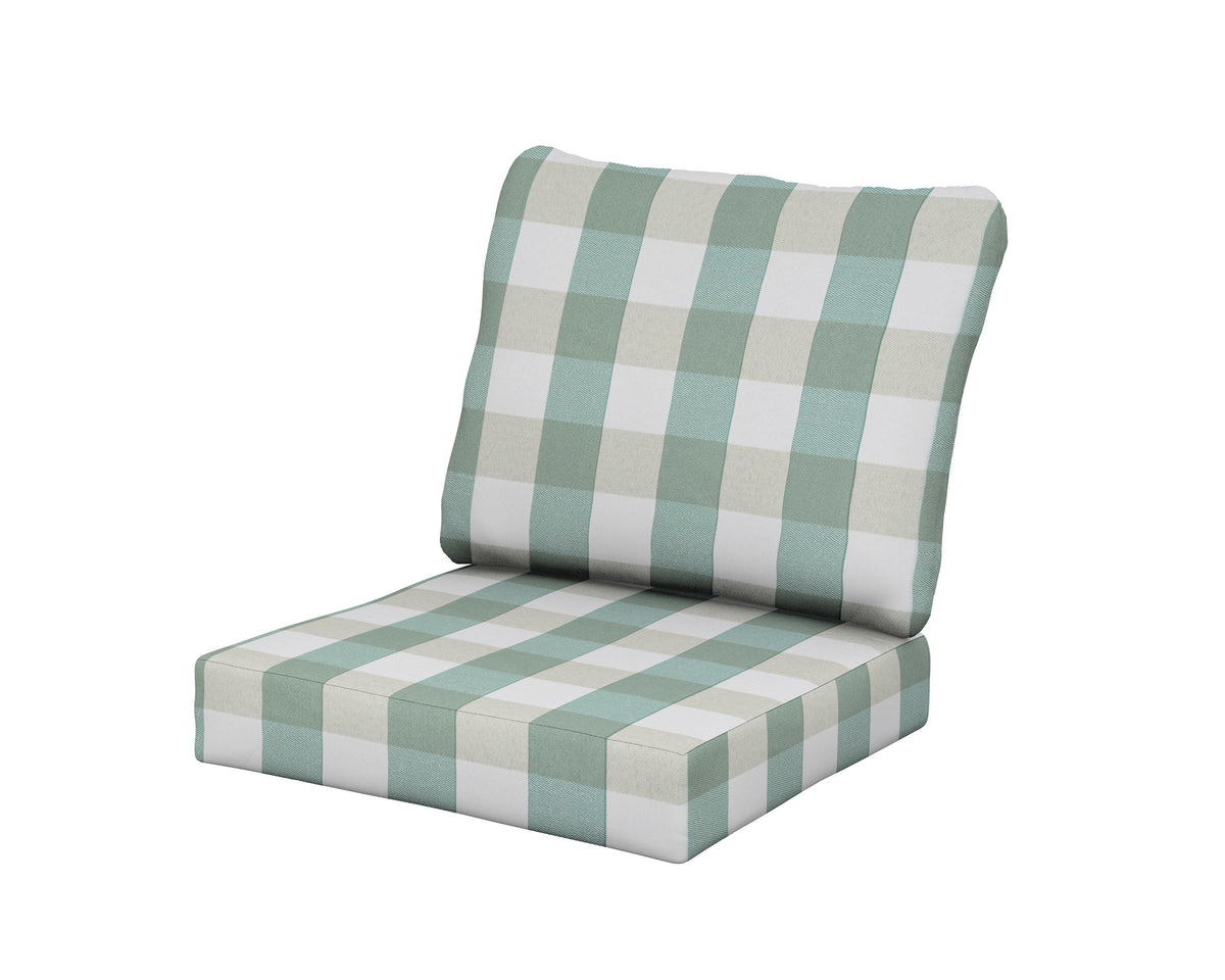 POLYWOOD Baffle Seat/Back Cushion in Buffalo Plaid Glacier Spa