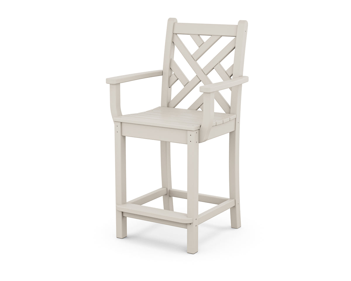 POLYWOOD Chippendale Counter Arm Chair in Sand