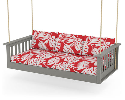 POLYWOOD Vineyard Daybed Swing in Slate Grey / Leaf Crimson