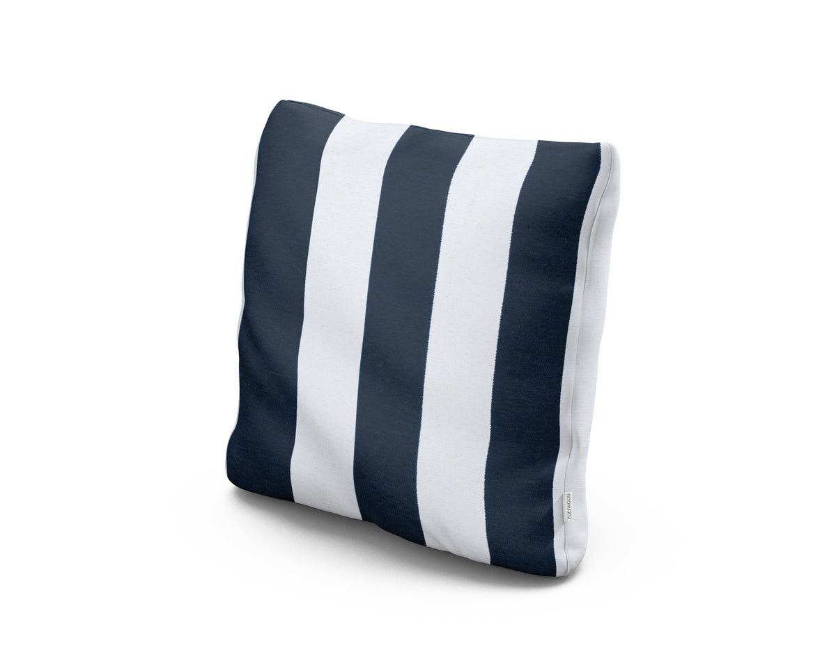 POLYWOOD 18" Outdoor Throw Pillow in Cabana Stripe Marine Indigo