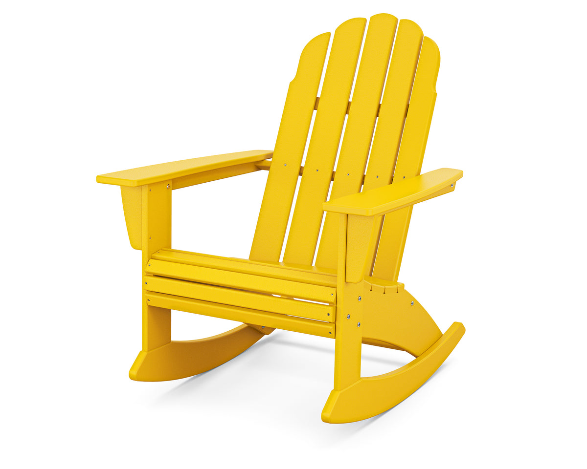 POLYWOOD Vineyard Curveback Adirondack Rocking Chair in Lemon
