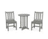 POLYWOOD Traditional Garden Side Chair 3-Piece Round Bistro Dining Set in Slate Grey