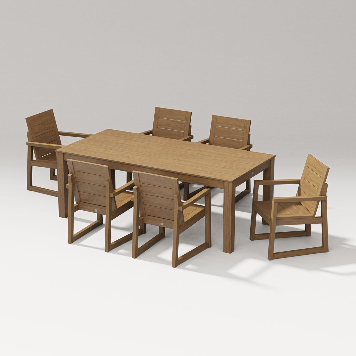 POLYWOOD PW Designer Series Elevate 7-Piece Parsons Table Dining Set in Natural