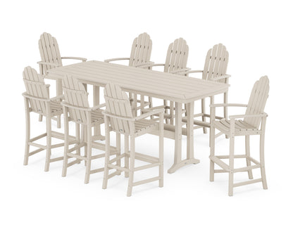 POLYWOOD Classic Adirondack 9-Piece Bar Set with Trestle Legs in Sand