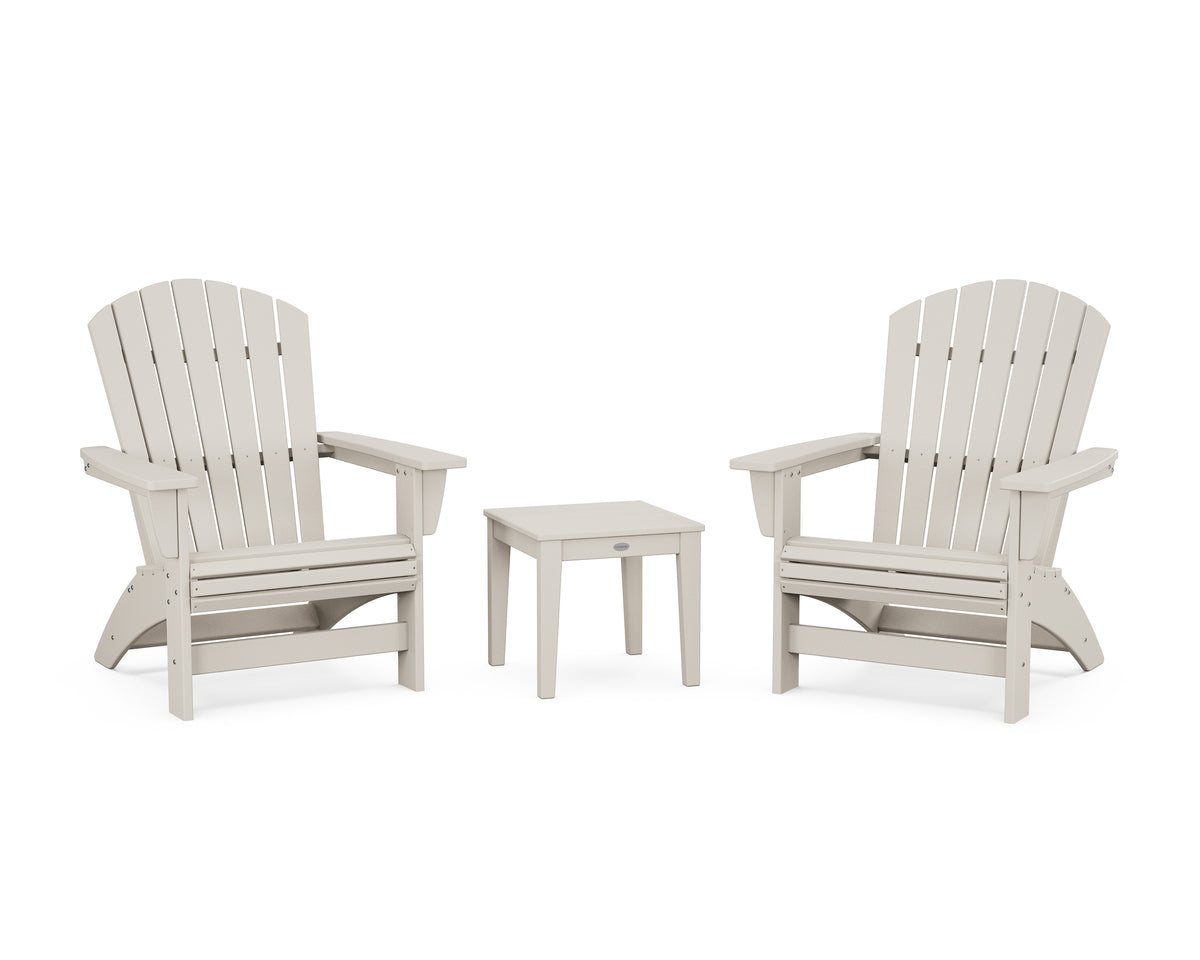 POLYWOOD 3-Piece Nautical Grand Adirondack Set in Sand