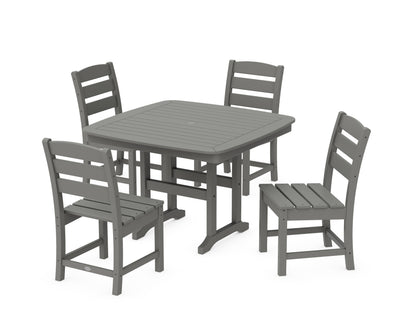 POLYWOOD Lakeside Side Chair 5-Piece Dining Set with Trestle Legs - 44" Table in Slate Grey