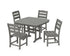POLYWOOD Lakeside Side Chair 5-Piece Dining Set with Trestle Legs - 44" Table in Slate Grey