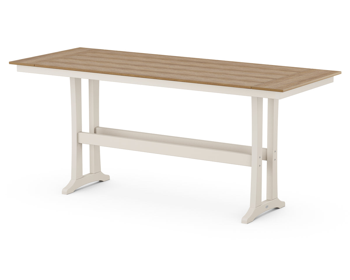 POLYWOOD Farmhouse Trestle 38" x 96" Bar Table in Sand / Natural