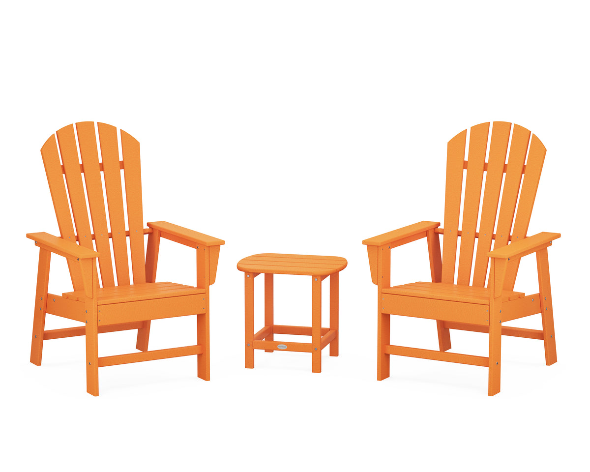 POLYWOOD South Beach Casual Chair 3-Piece Set with 18" South Beach Side Table in Tangerine