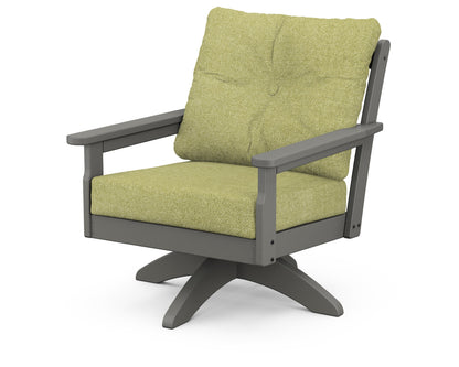 POLYWOOD Vineyard Deep Seating Swivel Chair in Slate Grey / Chartreuse Boucle