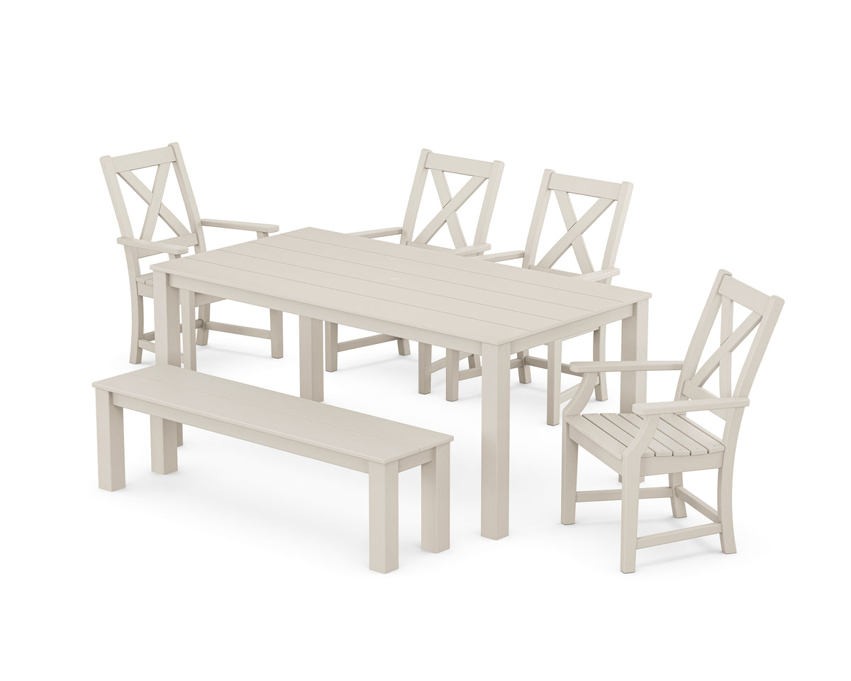 POLYWOOD Braxton 6-Piece Parsons Dining Set with Bench in Sand