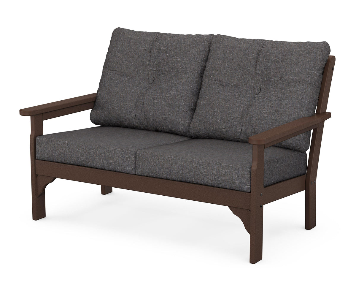 POLYWOOD Vineyard Deep Seating Loveseat in Mahogany / Ash Charcoal