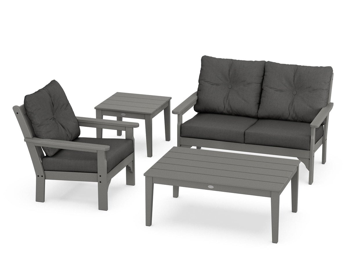 POLYWOOD Vineyard 4-Piece Deep Seating Set in Slate Grey / Spectrum Carbon