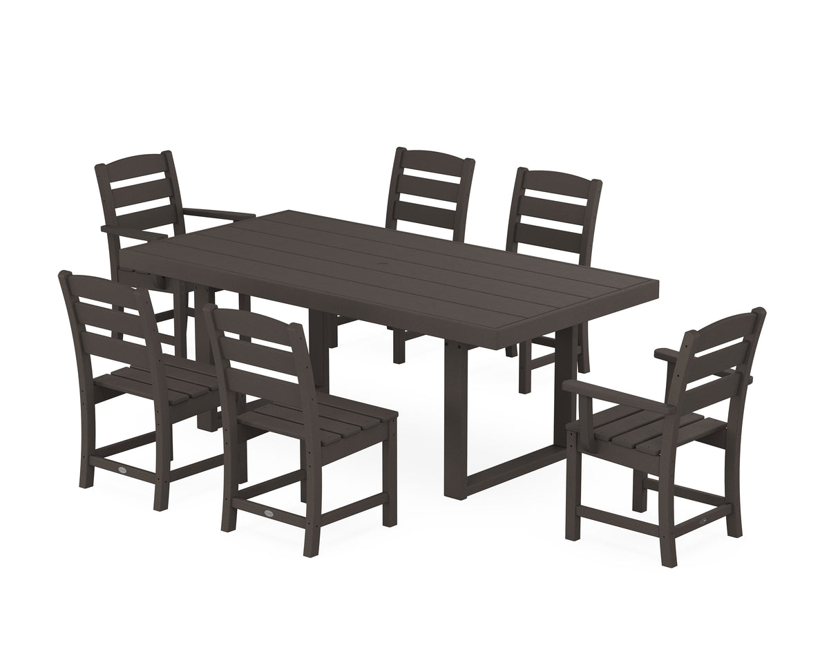 POLYWOOD Lakeside 7-Piece Dining Set - 39" x 78" Table in Vintage Coffee