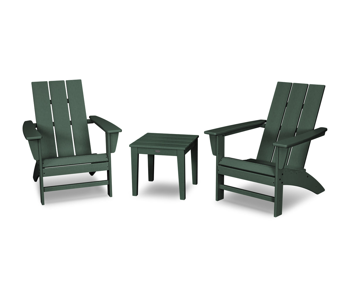POLYWOOD Modern Adirondack 3-Piece Set in Green
