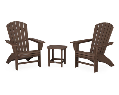POLYWOOD Nautical 3-Piece Curveback Adirondack Set in Mahogany
