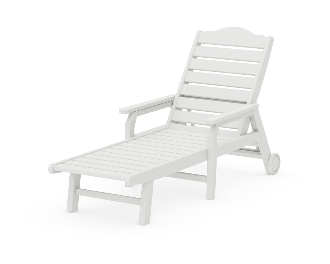 POLYWOOD Savannah Chaise with Arms and Wheels in Vintage White