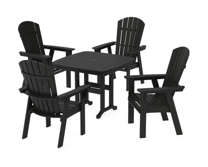 POLYWOOD Nautical Curveback Adirondack 5-Piece Dining Set - 37" Table in Black