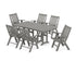 POLYWOOD Vineyard Folding Chair 7-Piece Farmhouse Dining Set in Slate Grey