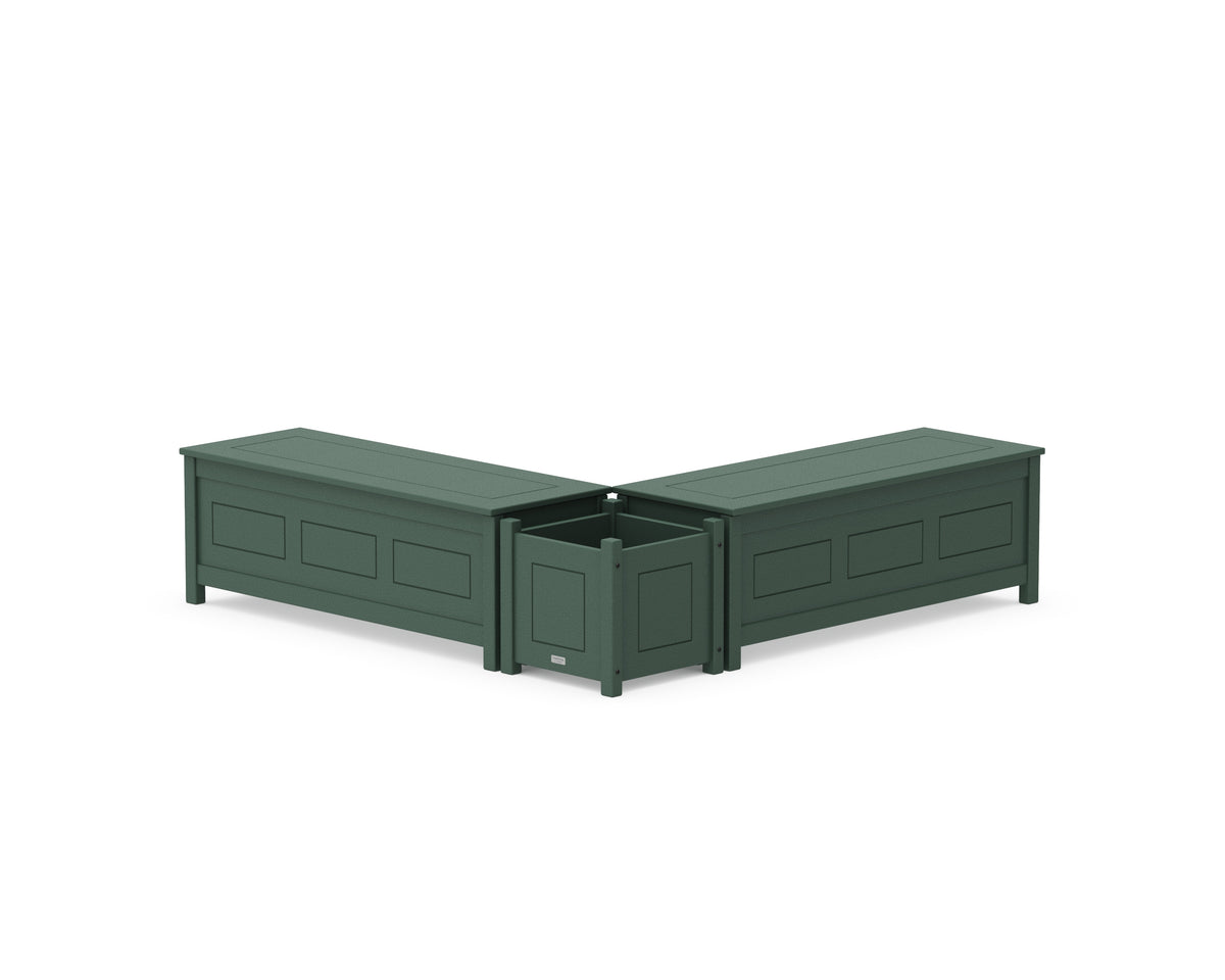 POLYWOOD 48" Country Living L-Shaped Planter Storage Bench Set in Green