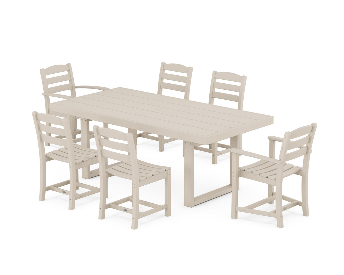 POLYWOOD La Casa Café 7-Piece Dining Set - 39" x 78" Table in Sand