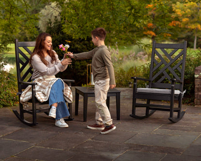 POLYWOOD Chippendale 3-Piece Rocking Chair Set in an outdoor setting
