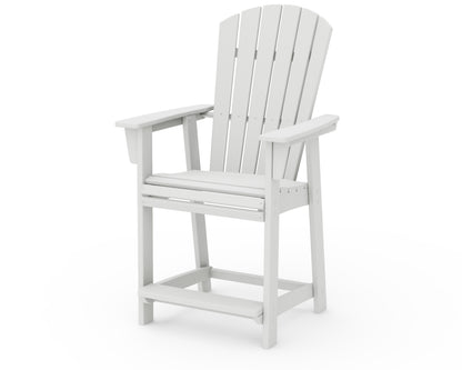 POLYWOOD Nautical Curveback Adirondack Counter Chair in Vintage White