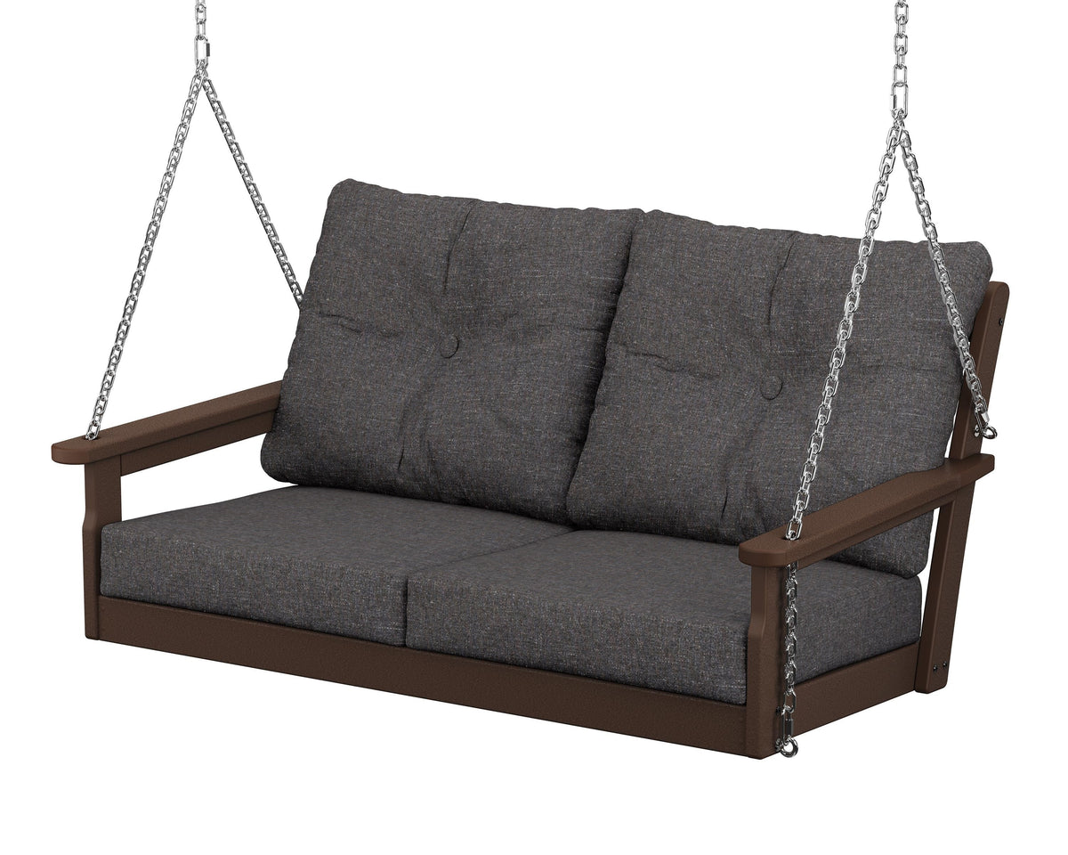 POLYWOOD Vineyard Deep Seating Swing in Mahogany / Ash Charcoal