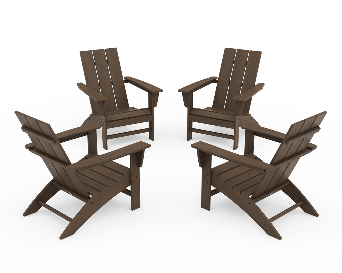 POLYWOOD 4-Piece Modern Adirondack Chair Conversation Set in Kona