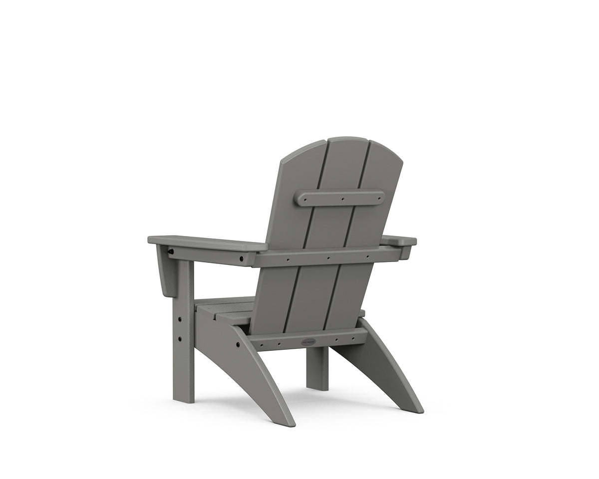 Angled view of the POLYWOOD Kids Nautical Adirondack Chair in Slate Grey