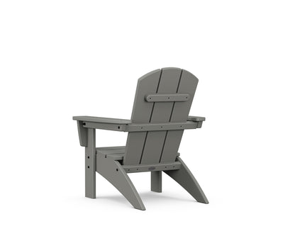 Angled view of the POLYWOOD Kids Nautical Adirondack Chair in Slate Grey