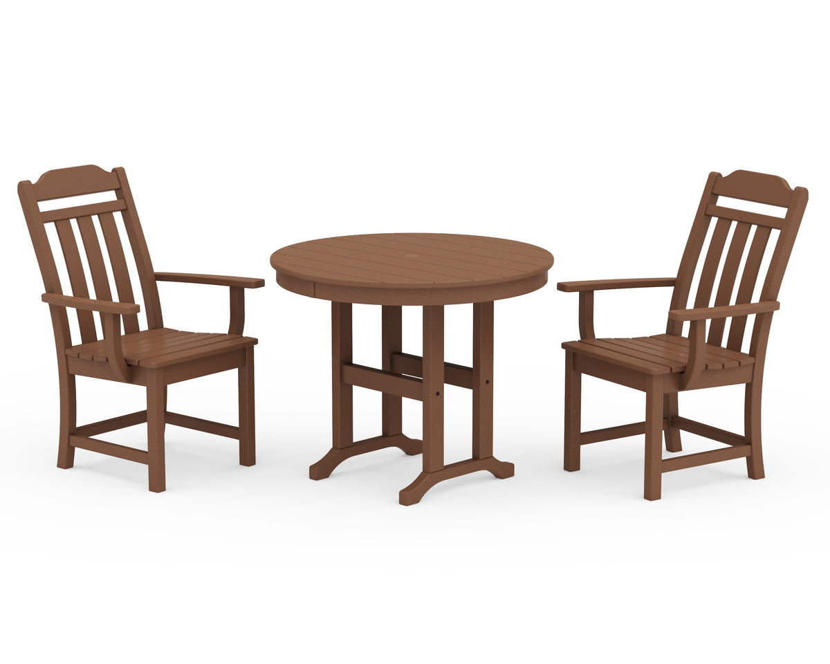 POLYWOOD Cottage 3-Piece Farmhouse Dining Set in Teak